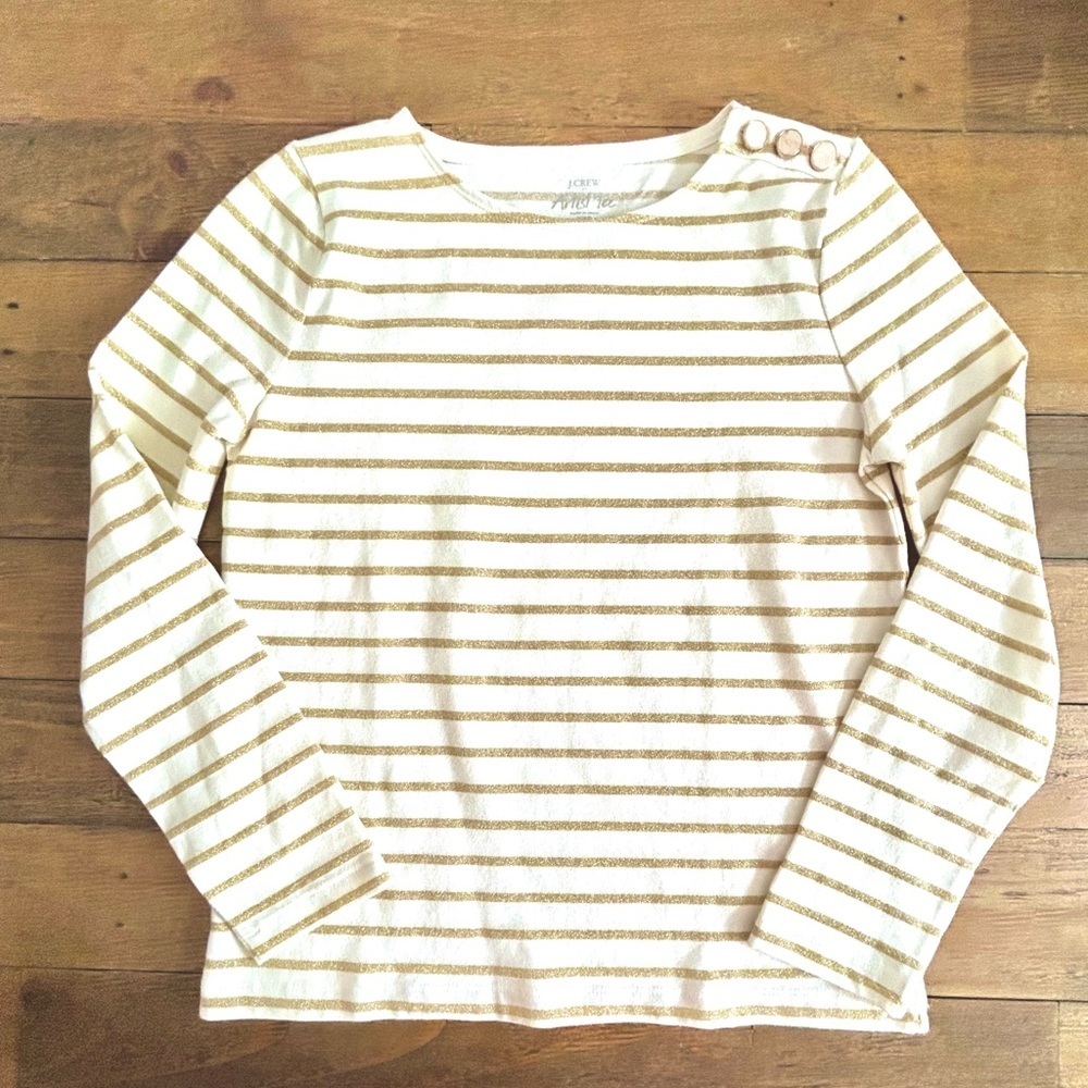 JCREW Artist Tee in Ivory and Gold stripes - Picture 3 of 10